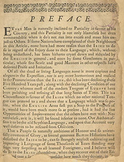 Conchobar O Beaglaoich with assistance of Aodh Buidhe Mac Cuirtin. The English Irish Dictionary. An Focloir Beurla Ghoidheilge. Paris: Seamus Geurin, 1732 (preface)